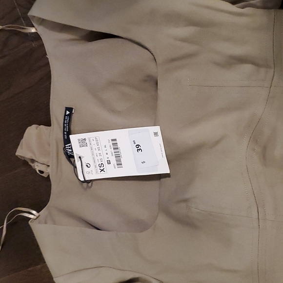 ZARA Long Sleeve Square Neck green taupe Bodysuit NWT - Picture 3 of 3